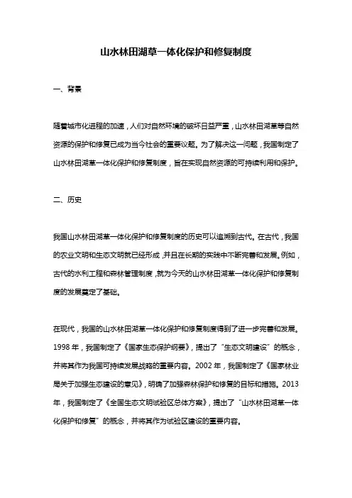 山水林田湖草一体化保护和修复制度