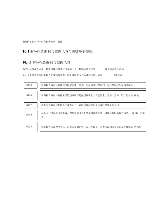 企业内控流程之财务报告编制与披露