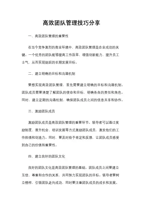 高效团队管理技巧分享