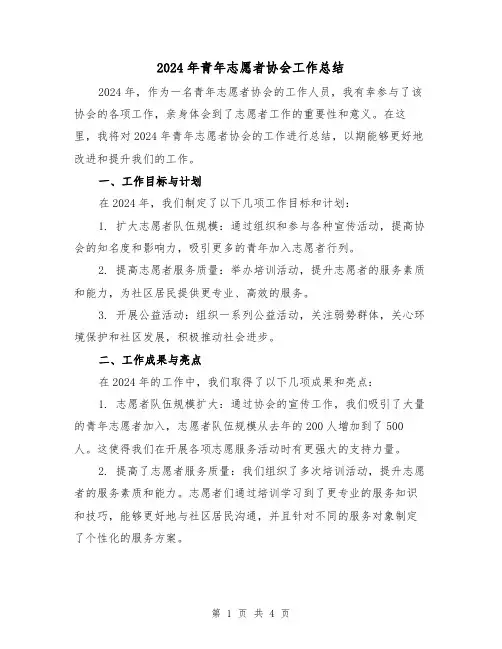 2024年青年志愿者协会工作总结（2篇）