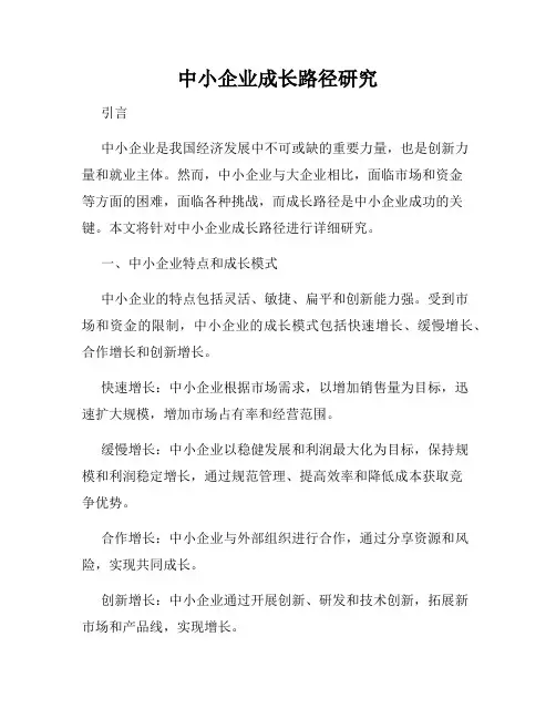 中小企业成长路径研究