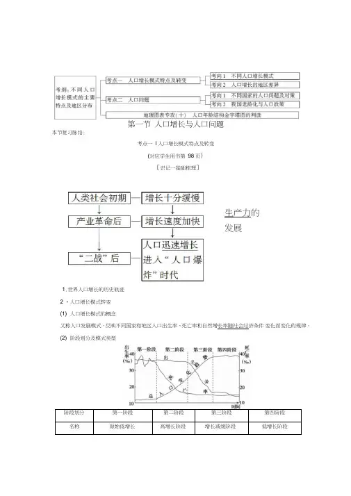 2019版高考地理一轮复习第5单元人口与地理环境第1节人口增长与人口问题学案鲁教版