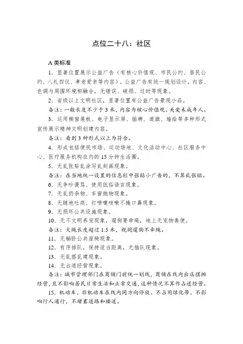 创文明城市社区实地考察创建标准