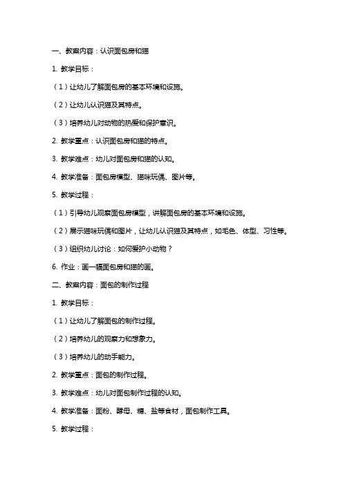 2024年面包房里的猫幼儿园教学教案及反思