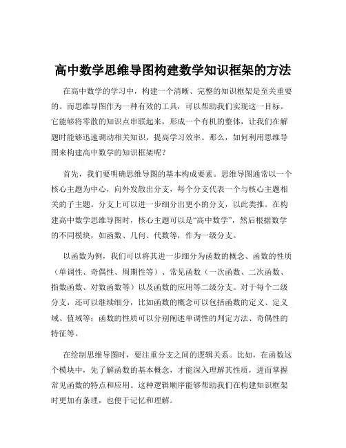 高中数学思维导图构建数学知识框架的方法