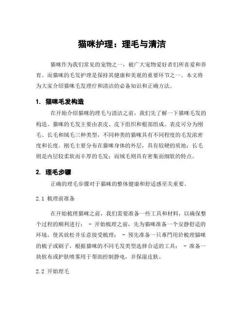 猫咪护理：理毛与清洁