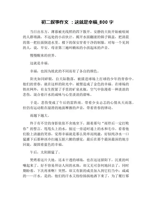 初二叙事作文 ：这就是幸福_800字