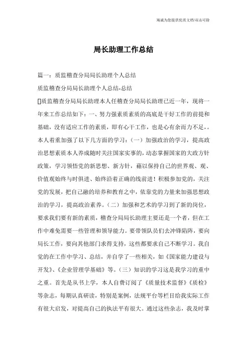 局长助理工作总结