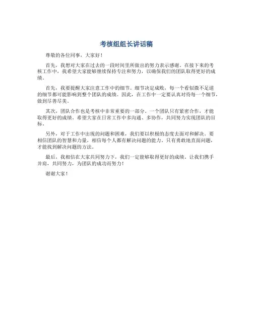 考核组组长讲话稿