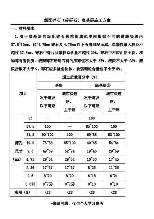 级配碎石底基层施工施工方案