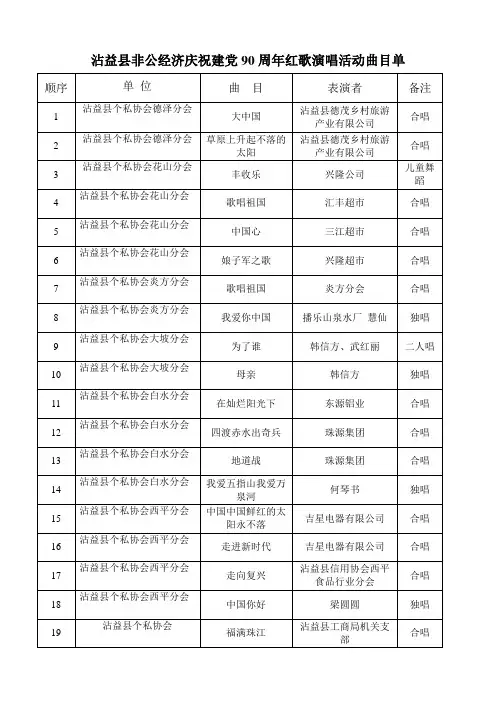 红歌节目单