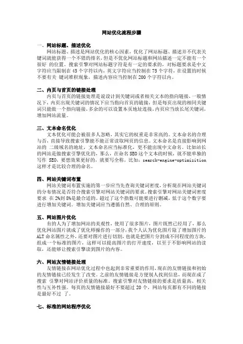 seo网站优化推广流程表