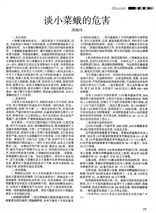 谈小菜蛾的危害