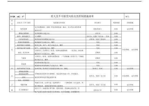 重大及不可接受风险及其控制有效措施清单.doc