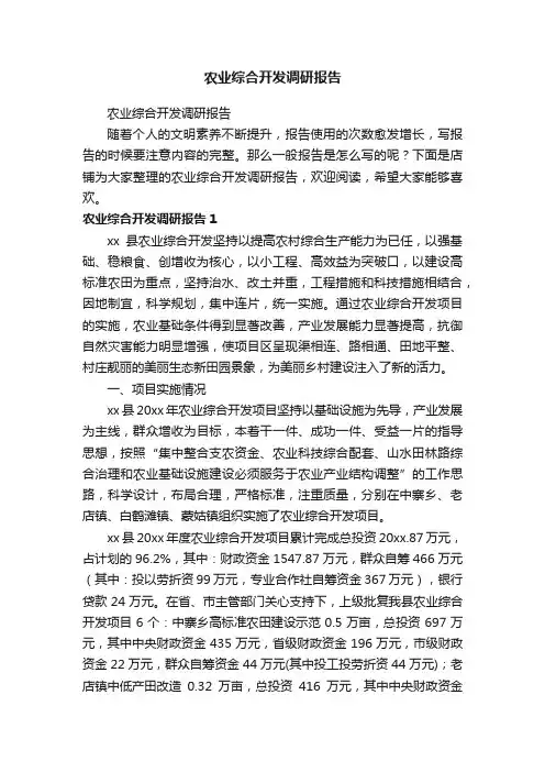 农业综合开发调研报告