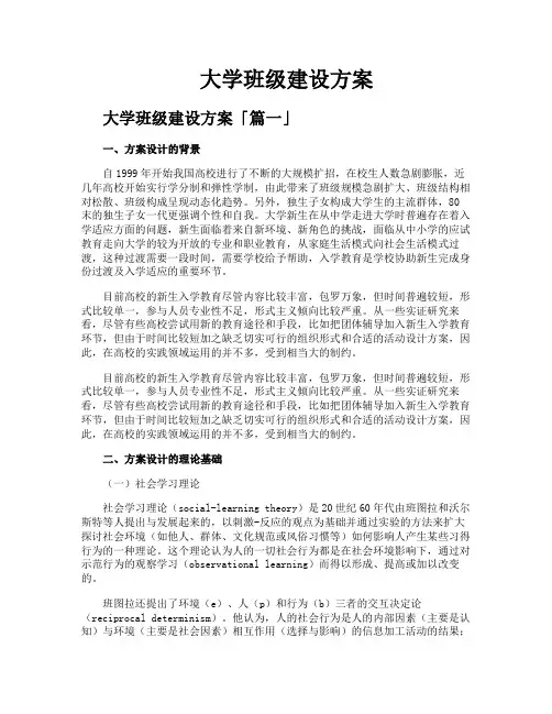 大学班级建设方案