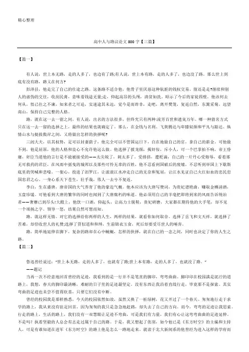 高中人与路议论文800字【三篇】