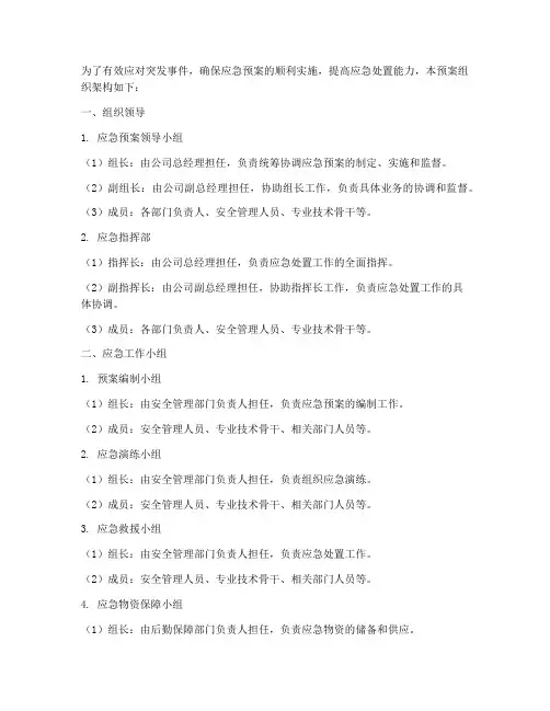 应急预案组织人员架构