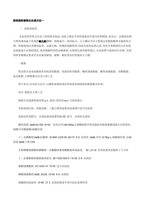 铝表面阳极氧化处理方法