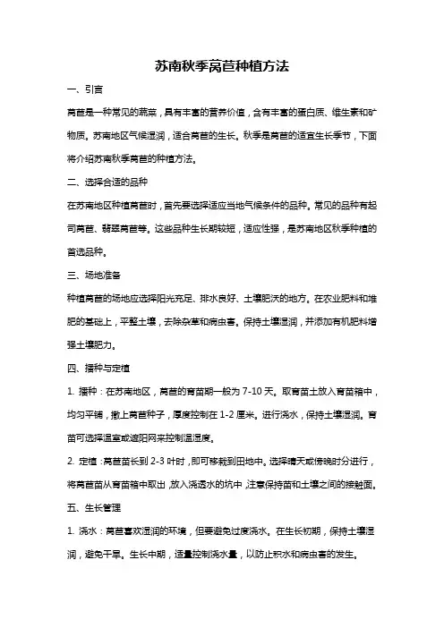 苏南秋季莴苣种植方法