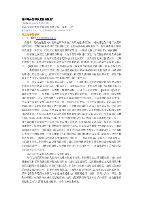 请问商品房和安置房的区别