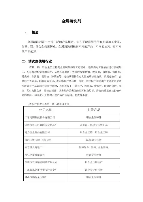 金属清洗剂