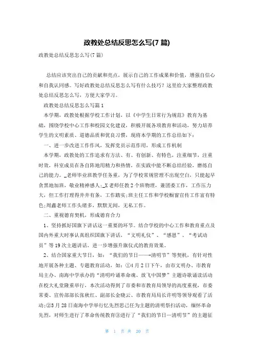 政教处总结反思怎么写(7篇)