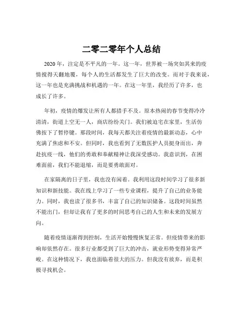 二零二零年个人总结