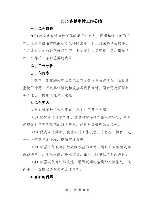 2023乡镇审计工作总结