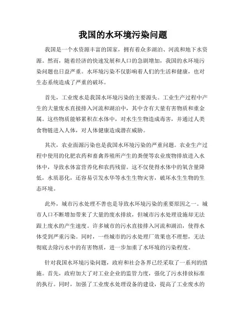 我国的水环境污染问题