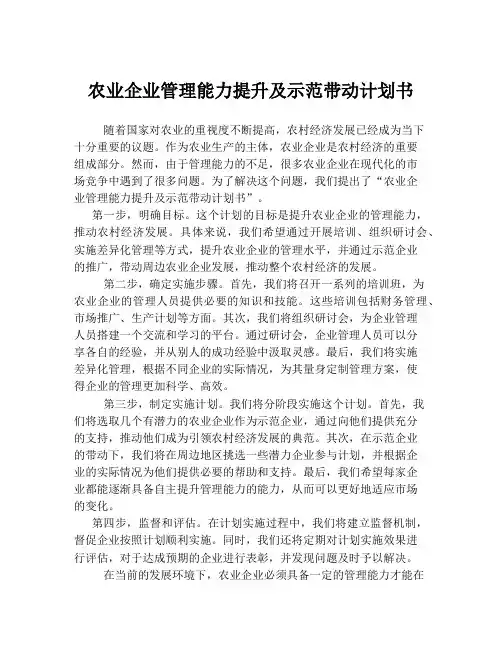 农业企业管理能力提升及示范带动计划书