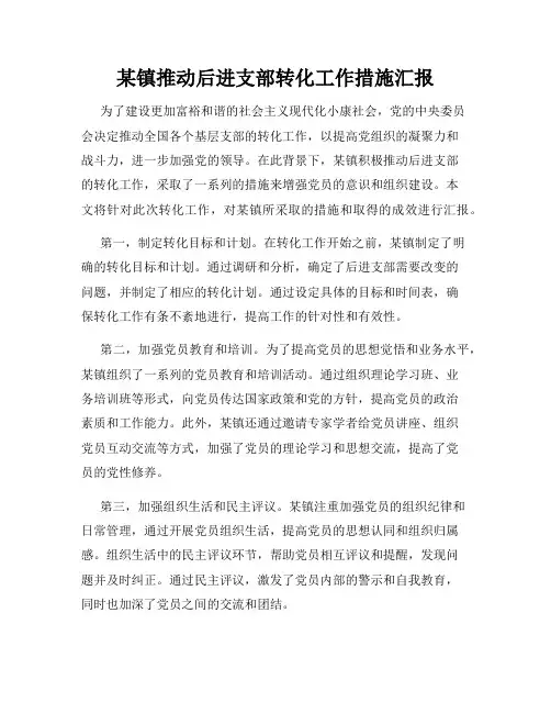 某镇推动后进支部转化工作措施汇报