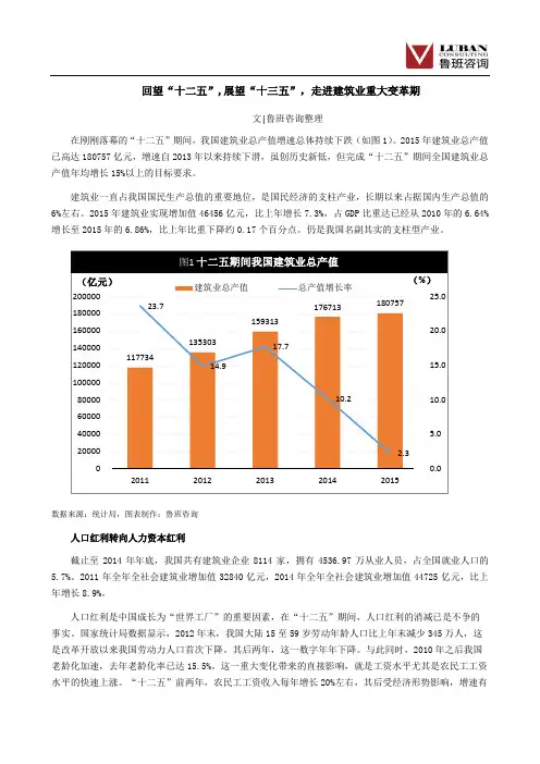 回望“十二五”,展望 “十三五”,走进建筑业重大变革期