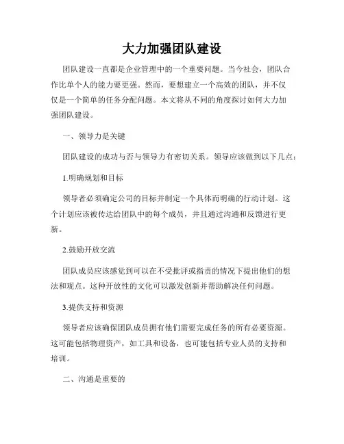 大力加强团队建设