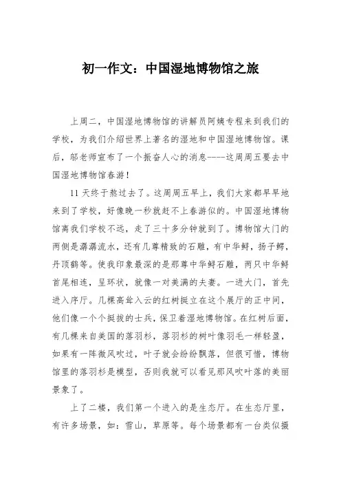 初一作文：中国湿地博物馆之旅
