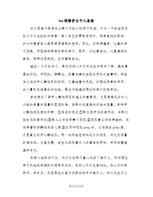 icu进修护士个人总结（2篇）