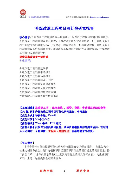 升级改造工程项目可行性研究报告