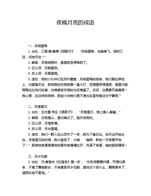 夜晚月亮的成语