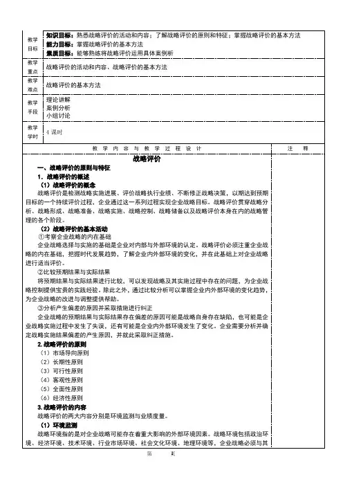 企业的战略评价