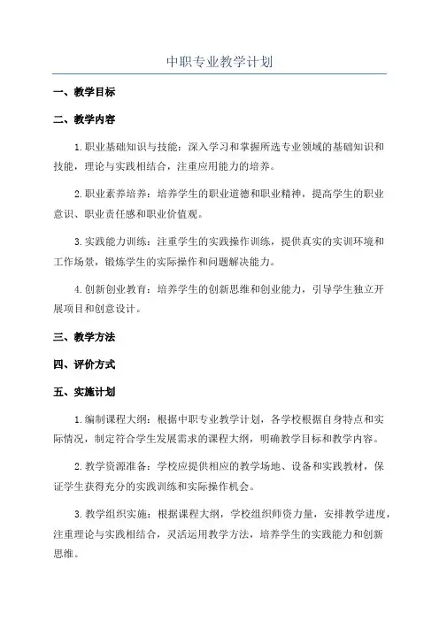 中职专业教学计划