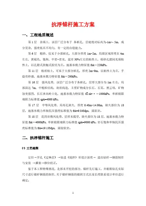 (最新版)抗浮锚杆施工方案(完整版详细案例)