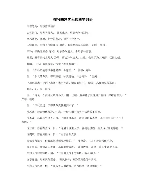 描写寒冷雾天的四字词语