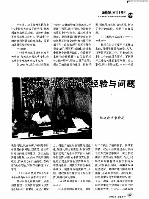 预算执行审计：经验与问题