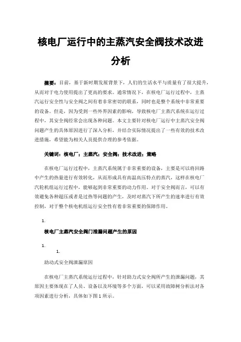 核电厂运行中的主蒸汽安全阀技术改进分析