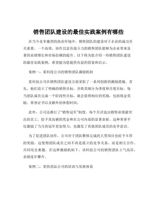 销售团队建设的最佳实践案例有哪些