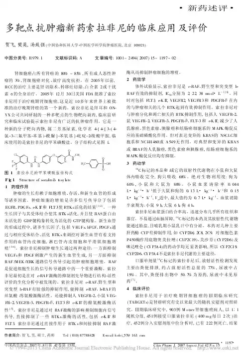 多靶点抗肿瘤新药索拉非尼的临床应用及评价