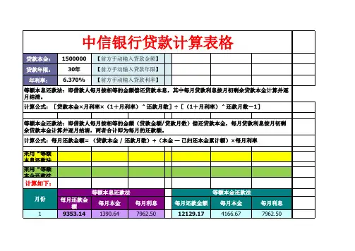 银行房贷还款计算表格