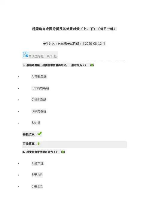 桥梁病害成因分析及其处置对策
