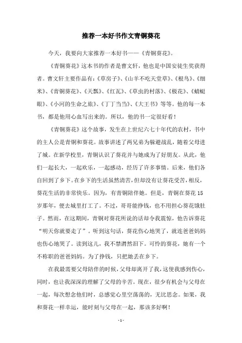 推荐一本好书作文青铜葵花