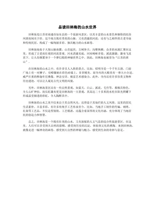 品读田林海的山水世界